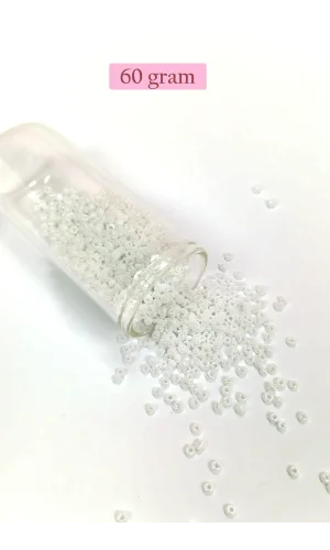 Dökme Cam Kum Boncuk (8/0) 3 mm - 60 Gram - Parlak Beyaz - BNC194