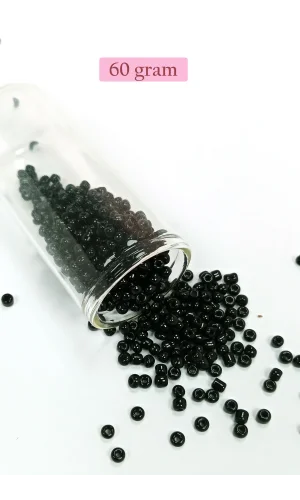 Dökme Cam Kum Boncuk (8/0) 3 mm - 60 Gram - Parlak Siyah - BNC211