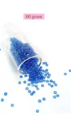 Dökme Cam Kum Boncuk (8/0) 3 mm - 60 Gram - Şeffaf Açık Mavi - BNC204