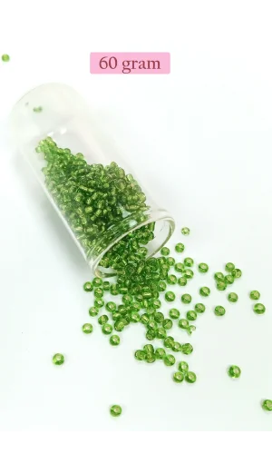 Dökme Cam Kum Boncuk (8/0) 3 mm - 60 Gram - Şeffaf Çimen Yeşili - BNC195