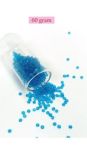 Dökme Cam Kum Boncuk (8/0) 3 mm - 60 Gram - Şeffaf Deniz Mavi - BNC221