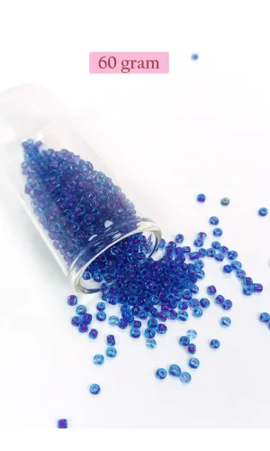 Dökme Cam Kum Boncuk (8/0) 3 mm - 60 Gram - Şeffaf Koyu Mavi - BNC202