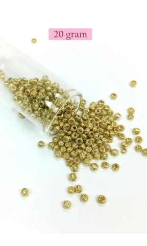 Dökme Cam Kum Boncuk Büyük Boy (6/0) 4 mm - 20 Gram - Altın - BNC093