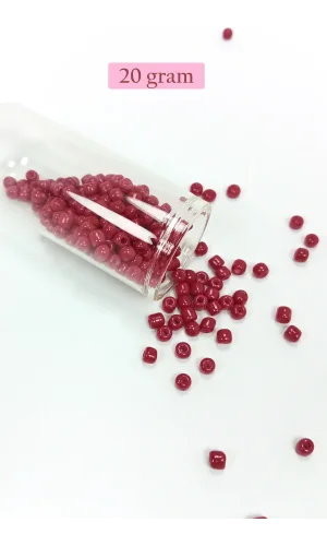 Dökme Cam Kum Boncuk Büyük Boy (6/0) 4 mm - 20 Gram - Bordo - BNC097