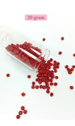 Dökme Cam Kum Boncuk Büyük Boy (6/0) 4 mm - 20 Gram - Koyu Kırmızı - BNC074