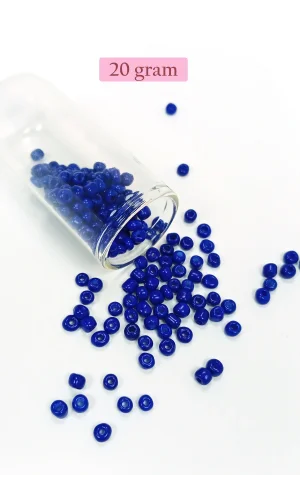 Dökme Cam Kum Boncuk Büyük Boy (6/0) 4 mm - 20 Gram - Koyu Mavi - BNC103