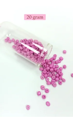 Dökme Cam Kum Boncuk Büyük Boy (6/0) 4 mm - 20 Gram - Koyu Pembe - BNC091