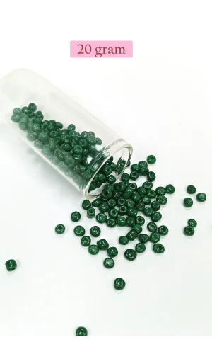 Dökme Cam Kum Boncuk Büyük Boy (6/0) 4 mm - 20 Gram - Koyu Yeşil - BNC104