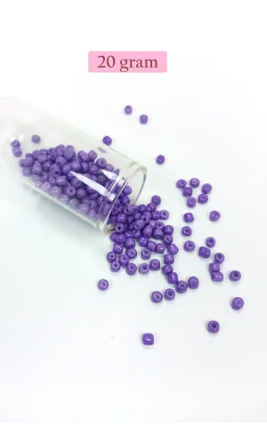 Dökme Cam Kum Boncuk Büyük Boy (6/0) 4 mm - 20 Gram - Mor - BNC080