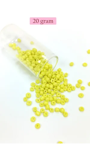 Dökme Cam Kum Boncuk Büyük Boy (6/0) 4 mm - 20 Gram - Sarı - BNC090
