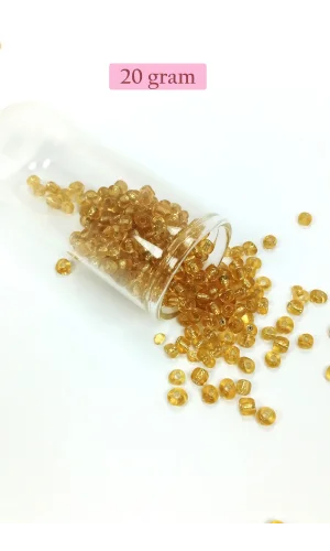 Dökme Cam Kum Boncuk Büyük Boy (6/0) 4 mm - 20 Gram - Şeffaf Bal - BNC083