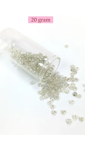 Dökme Cam Kum Boncuk Büyük Boy (6/0) 4 mm - 20 Gram - Şeffaf - BNC086