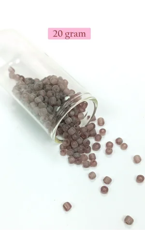 Dökme Cam Kum Boncuk Büyük Boy (6/0) 4 mm - 20 Gram - Şeffaf Gri - BNC105