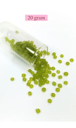 Dökme Cam Kum Boncuk Büyük Boy (6/0) 4 mm - 20 Gram - Şeffaf Mat Yeşil - BNC092