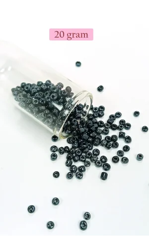 Dökme Cam Kum Boncuk Büyük Boy (6/0) 4 mm - 20 Gram - Siyah - BNC084