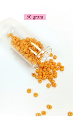 Dökme Cam Kum Boncuk Büyük Boy (6/0) 4 mm - 60 Gram - Açık Turuncu - BNC131