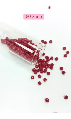 Dökme Cam Kum Boncuk Büyük Boy (6/0) 4 mm - 60 Gram - Bordo - BNC133