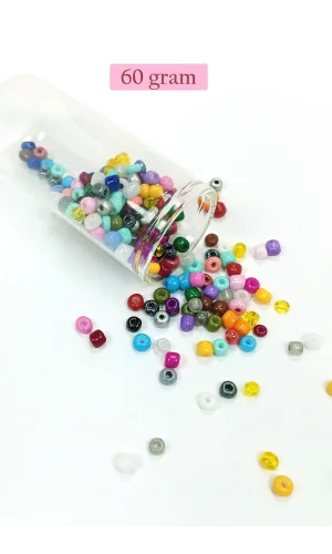 Dökme Cam Kum Boncuk Büyük Boy (6/0) 4 mm - 60 Gram - Karışık Renkli - BNC132