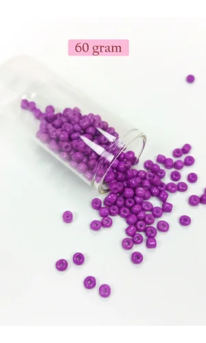 Dökme Cam Kum Boncuk Büyük Boy (6/0) 4 mm - 60 Gram - Koyu Eflatun - BNC123