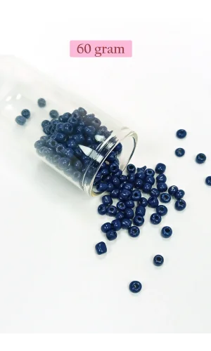 Dökme Cam Kum Boncuk Büyük Boy (6/0) 4 mm - 60 Gram - Koyu Mavi - BNC114
