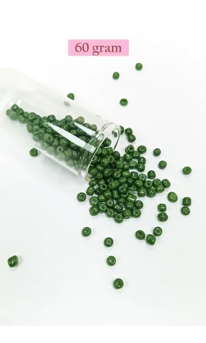 Dökme Cam Kum Boncuk Büyük Boy (6/0) 4 mm - 60 Gram - Koyu Yeşil - BNC112