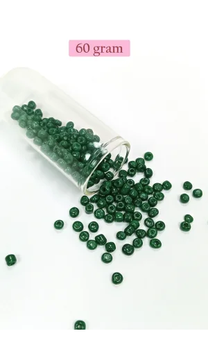 Dökme Cam Kum Boncuk Büyük Boy (6/0) 4 mm - 60 Gram - Koyu Yeşil - BNC140