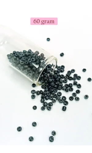 Dökme Cam Kum Boncuk Büyük Boy (6/0) 4 mm - 60 Gram - Siyah - BNC120