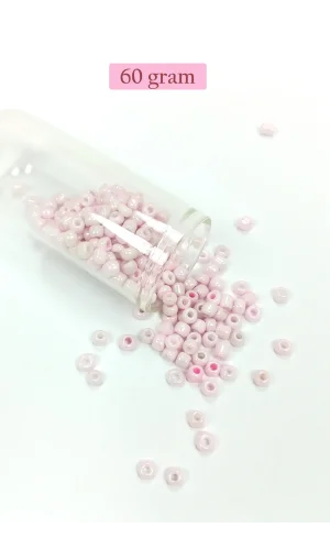 Dökme Cam Kum Boncuk Büyük Boy (6/0) 4 mm - 60 Gram - Toz Pembe - BNC113