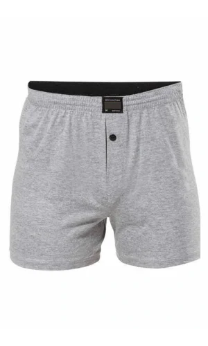Düğmeli Pamuklu Erkek Penye Boxer Gri - 1146A