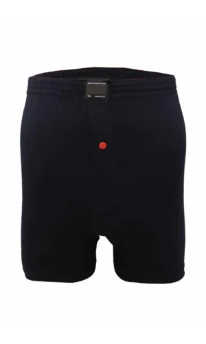 Düğmeli Pamuklu Erkek Penye Boxer Lacivert - 1146A