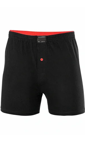 Düğmeli Pamuklu Erkek Penye Boxer Siyah - 1146A