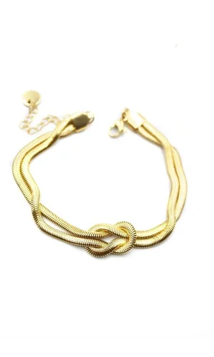 Düğüm Zincir Çelik Bileklik - Altın