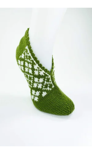 El Örgüsü Kışlık Şık Kadın Yün Patik D10