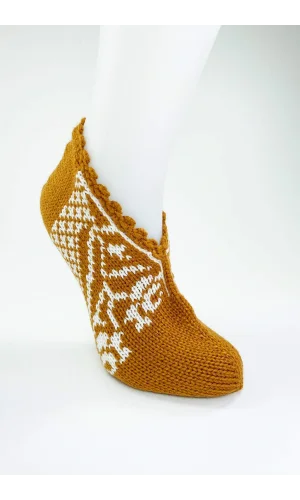 El Örgüsü Kışlık Şık Kadın Yün Patik D12