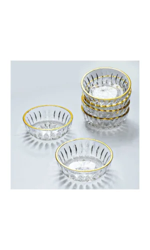 Elif Altın Yaldızlı 6 Parça Cam Lokumluk