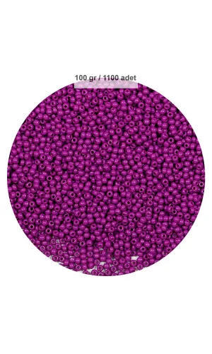 Fuşya Renk 4 mm Yaklaşık 1100 adet / 100 gram Cam Boncuk Oya Yazma Bileklik ve Kolye