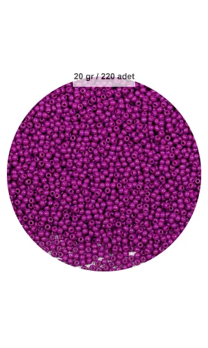 Fuşya Renk 4 mm Yaklaşık 220 adet/20 gram Cam Boncuk Oya Yazma Bileklik ve Kolye