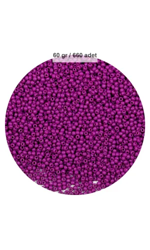 Fuşya Renk 4 mm Yaklaşık 660 adet / 60 gram Cam Boncuk Oya Yazma Bileklik ve Kolye