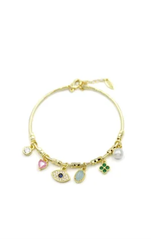 Göz Charmlı Bilezik - Altın