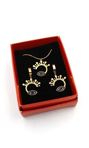 Göz Set Kolye - Altın