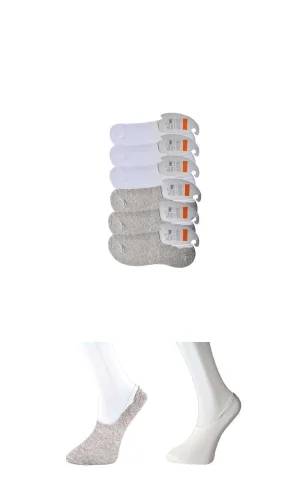 Gri ve Beyaz Erkek Babet Çorap 6 çift