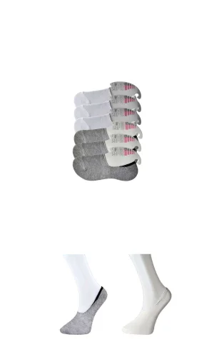 Gri ve Beyaz Kadın Babet Çorap 6 çift