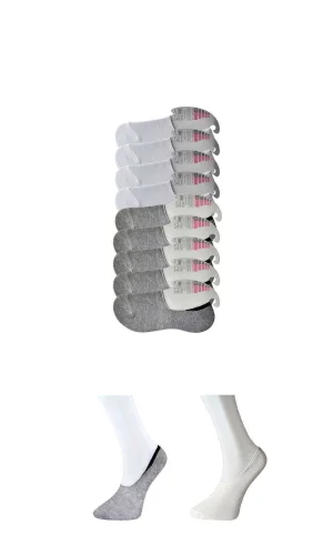 Gri ve Beyaz Kadın Babet Çorap 9 çift