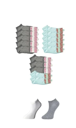 Gri ve Beyaz Kadın Bilek Çorap 15 çift