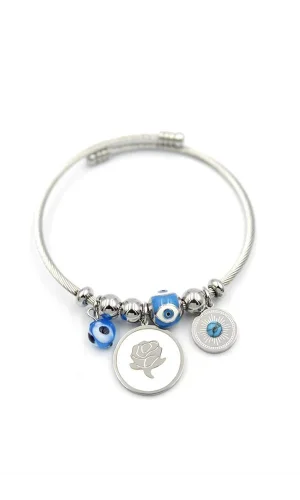 Gül Charm Bilezik - Gümüş