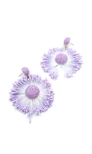 Güneş Hasır Küpe - Mor