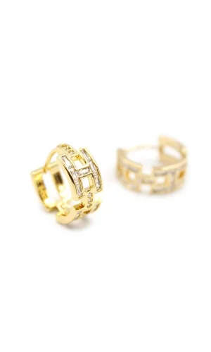 H Taşlı Küpe - Altın