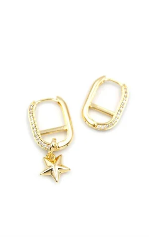 Halka Yıldız Küpe - Altın