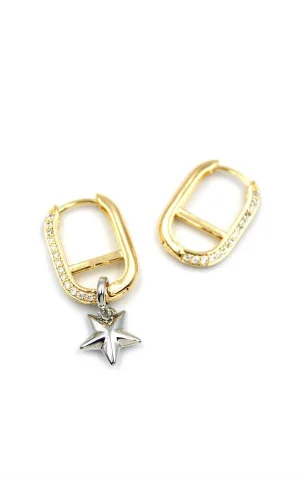 Halka Yıldız Küpe - Gümüş