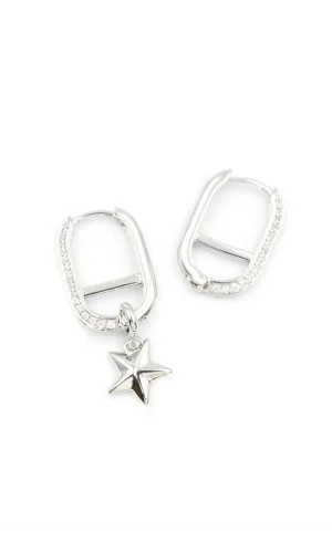 Halka Yıldız Küpe - Gümüş